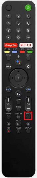 Presione el botón de ayuda en el control remoto de Sony Smart TV