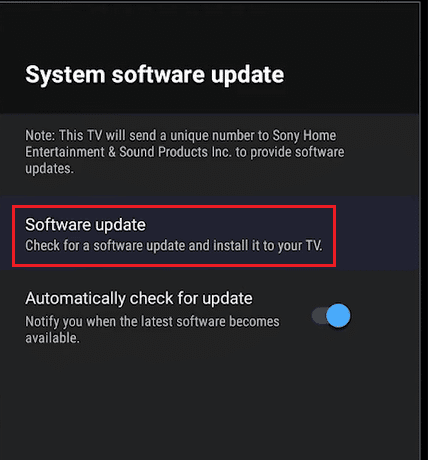 actualización de software en sony smart tv