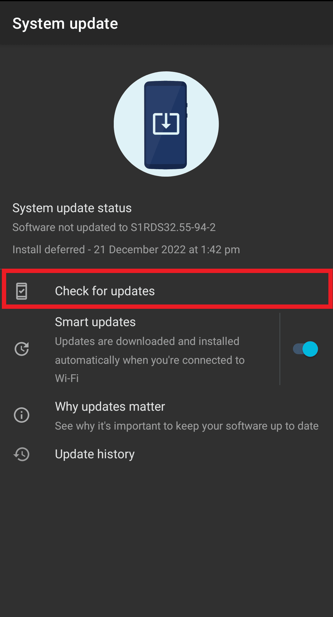 Ir a Buscar actualizaciones