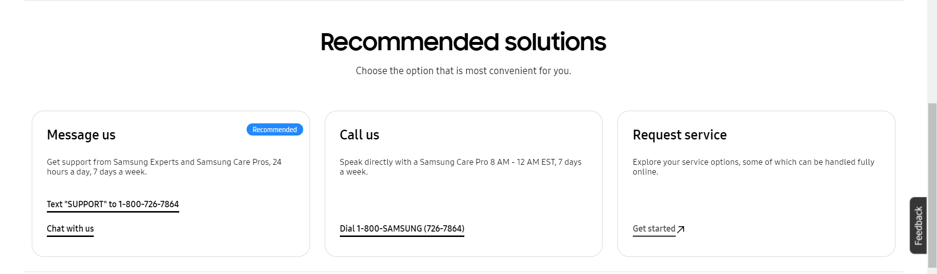 página web del grupo de atención al cliente de samsung tv