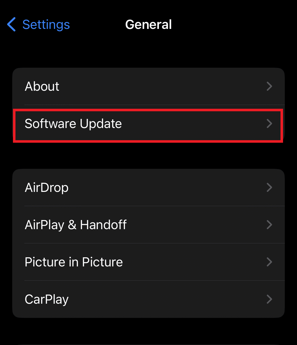 Toque Actualización de software |  Cómo arreglar HBO Max que no funciona en iPhone