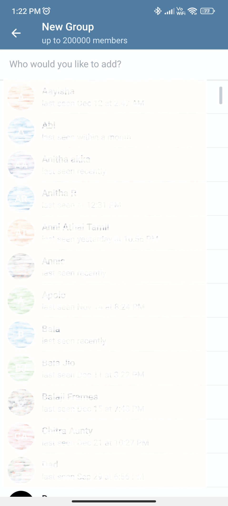 Seleccione los contactos que desea agregar al grupo.  Cómo agregar miembros en un grupo de Telegram