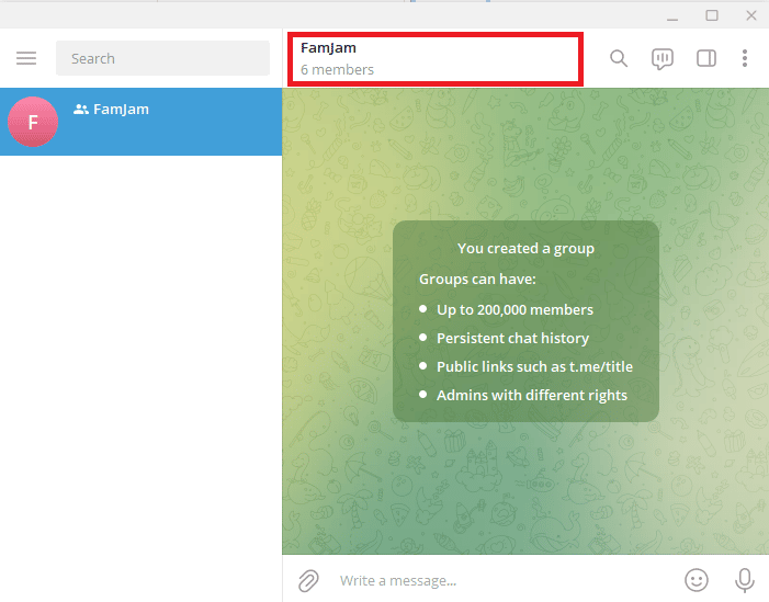 Haga clic en el nombre del grupo 