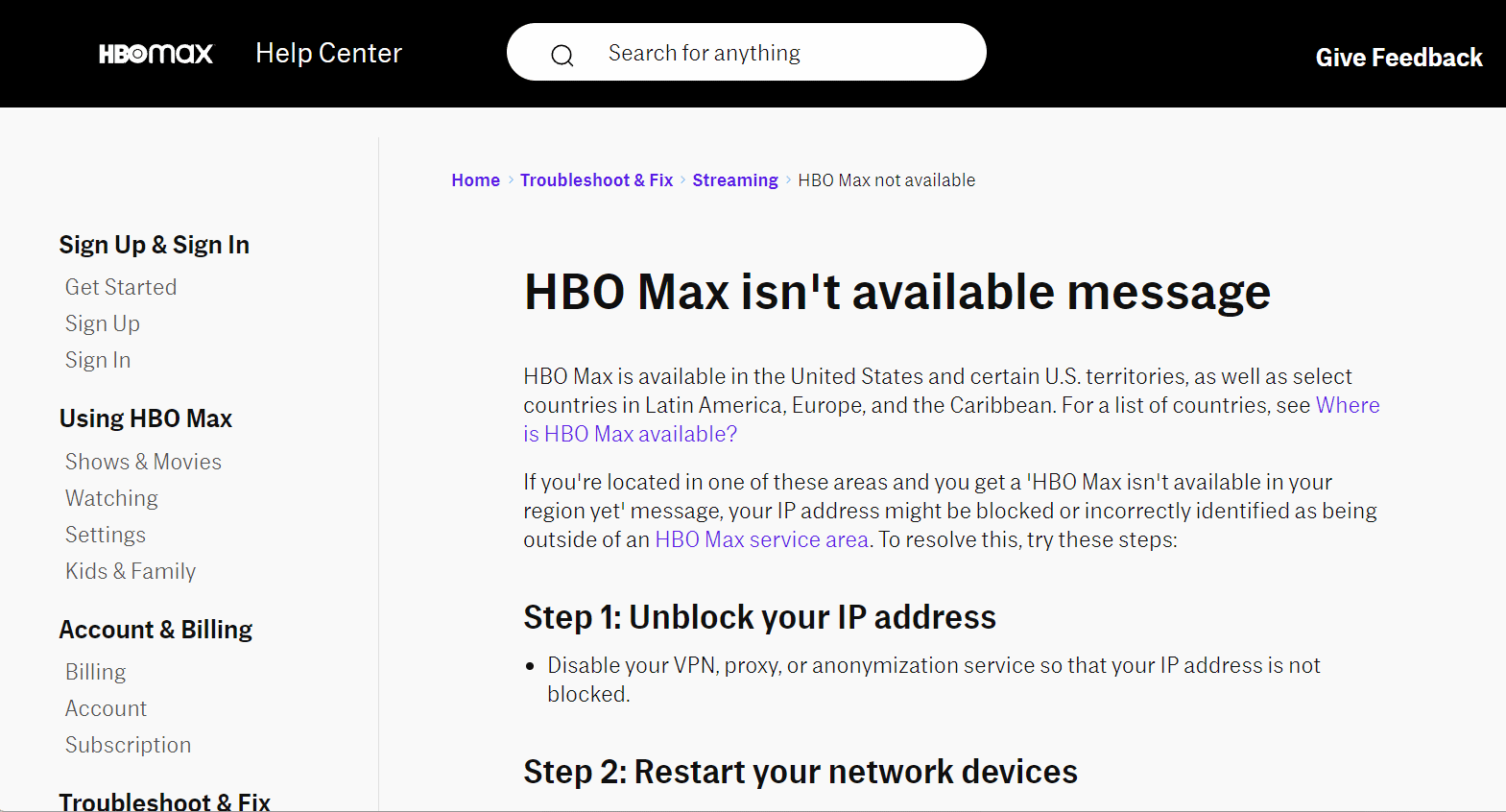 Informe el problema a HBO Max.  ¿Por qué HBO Max no funciona en mi computadora?