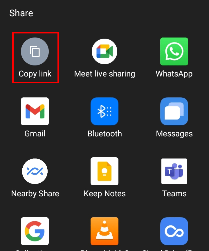 Toca la opción Copiar enlace.
