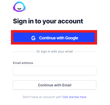 haga clic en Continuar con Google