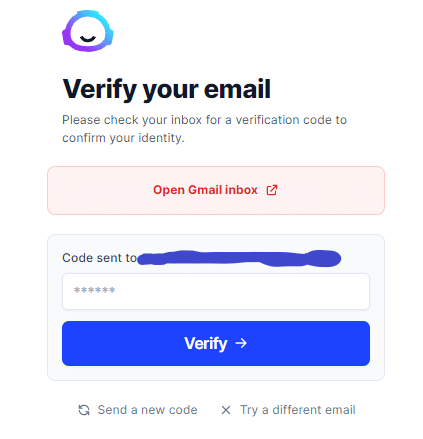 Ingrese el código y haga clic en verificar 