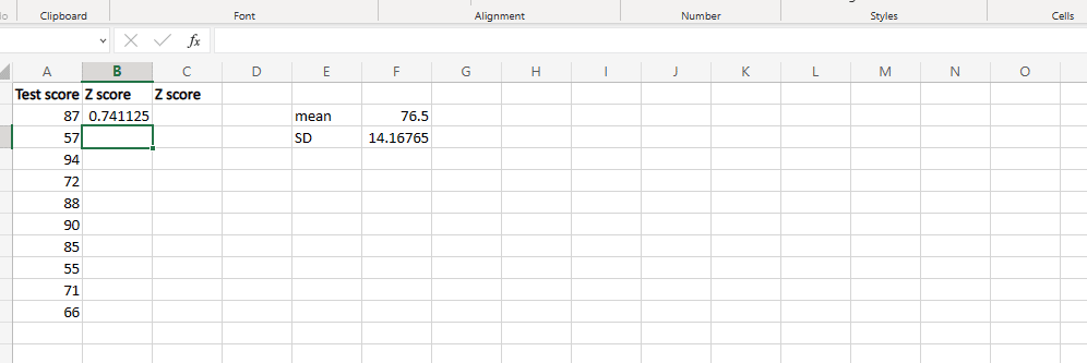 Presione enter para obtener la puntuación z.  Cómo calcular la puntuación Z en Excel
