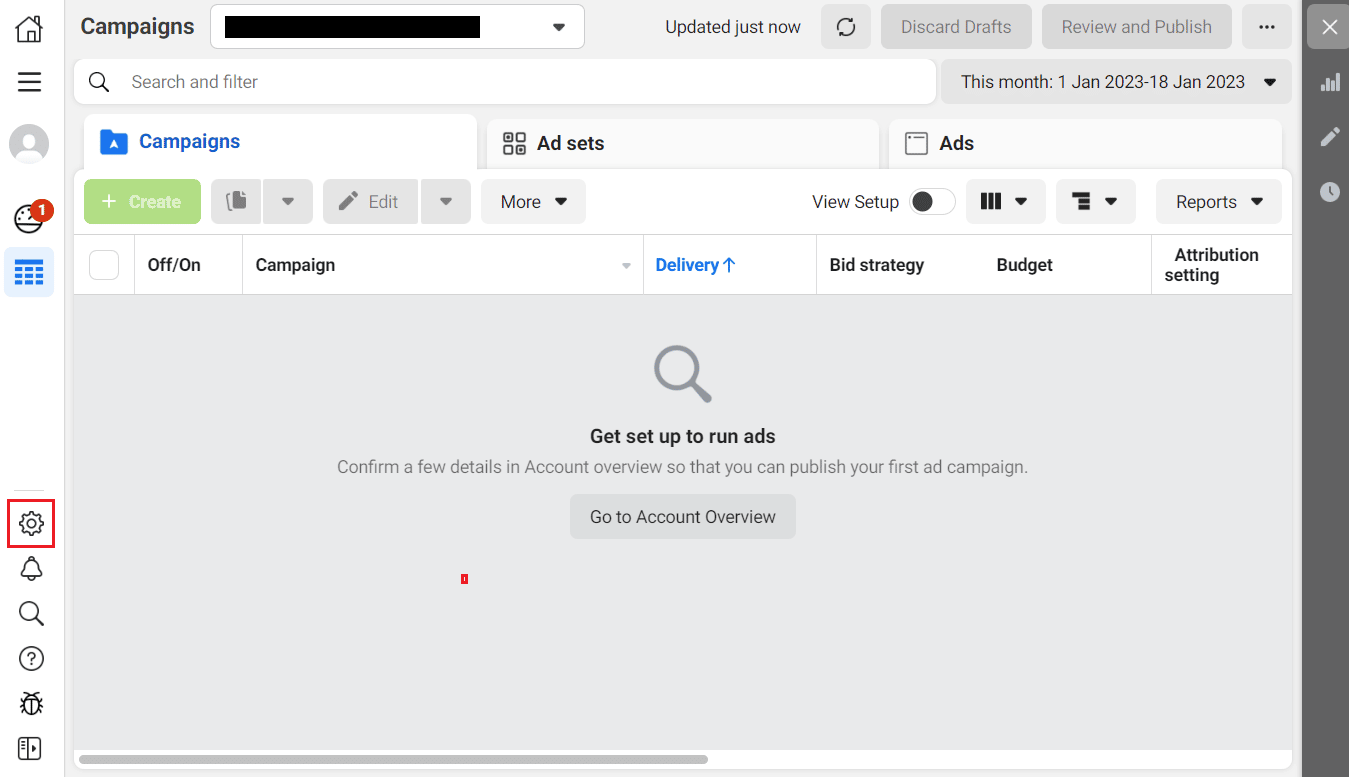 Haga clic en el icono de engranaje de Configuración en el panel izquierdo