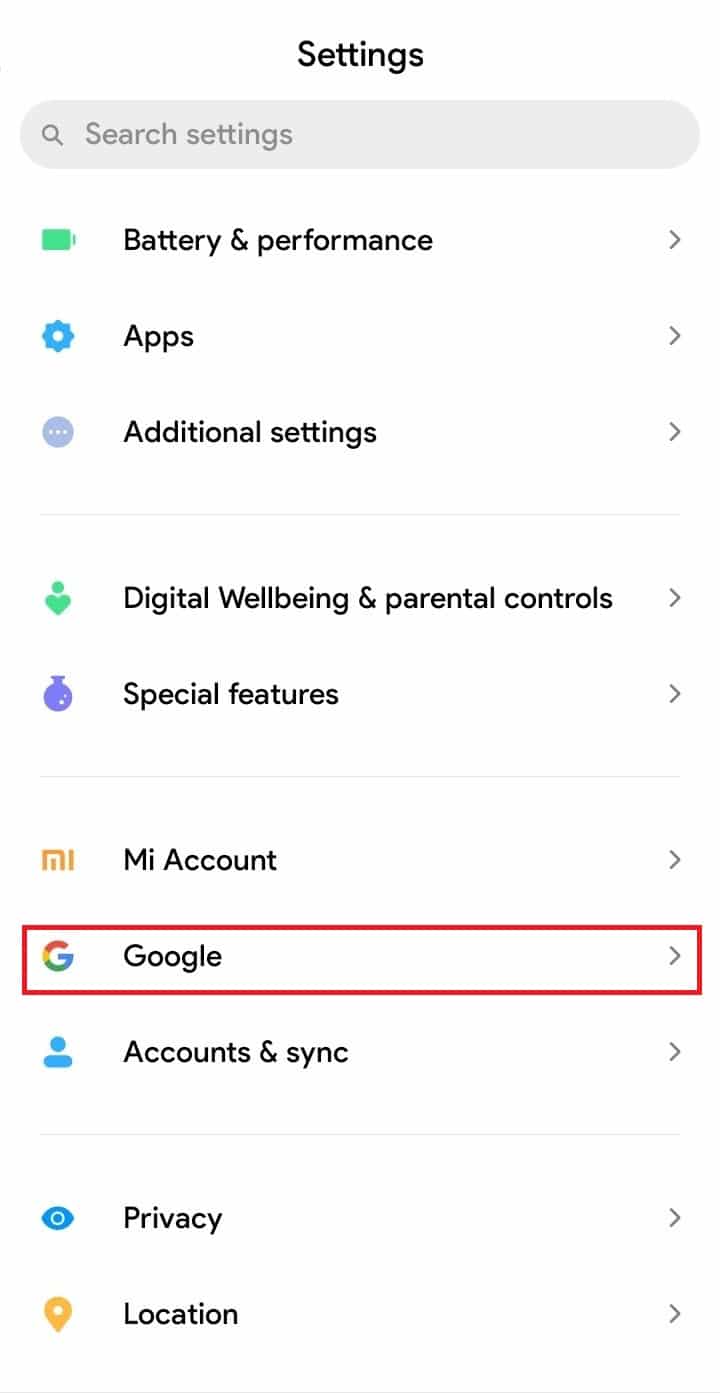 abra la configuración y desplácese hacia abajo hasta google.  ¿Cuál es mi contraseña de Netflix?