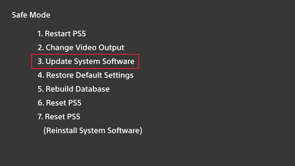 Actualización del software del sistema ps5 en modo seguro.  Arreglar el error de luz blanca parpadeante de PS5