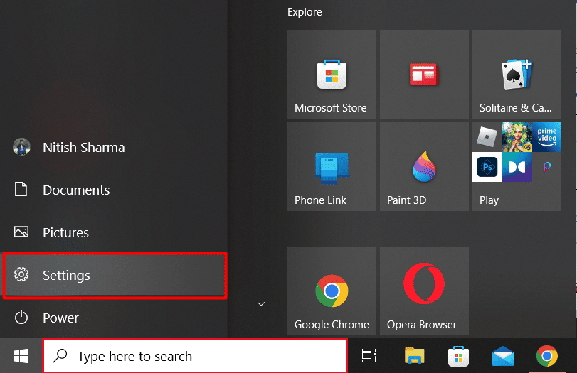 Presione la tecla de Windows y haga clic en Configuración