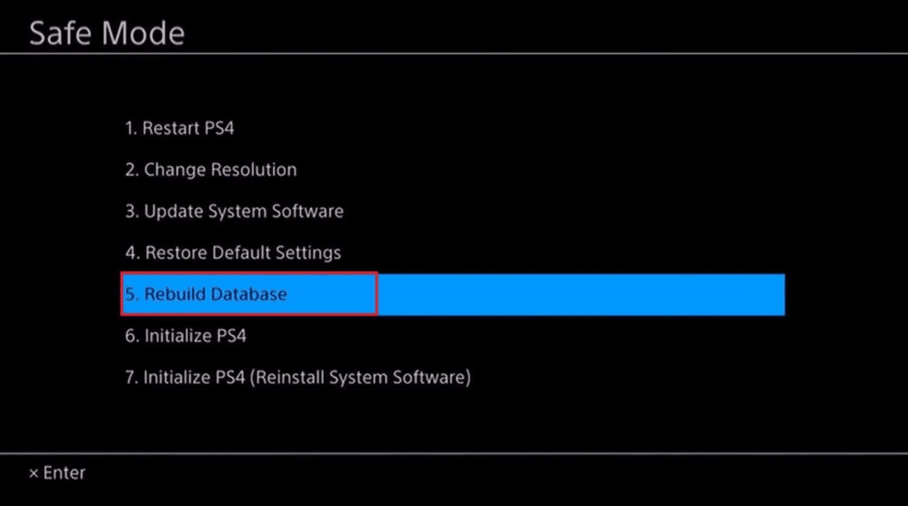 Seleccione Reconstruir base de datos