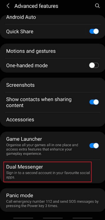 Elija la opción Mensajería dual.  Cómo instalar la misma aplicación dos veces sin espacio paralelo