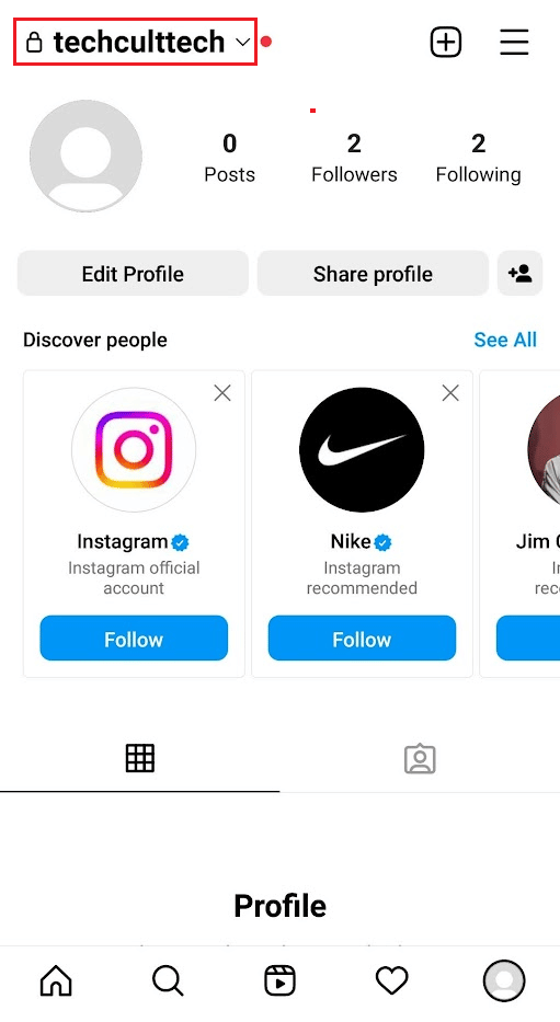 Toque la opción desplegable Nombre de usuario de IG