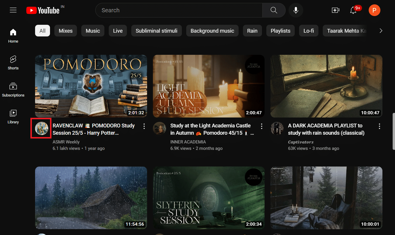 haga clic en el icono del canal
