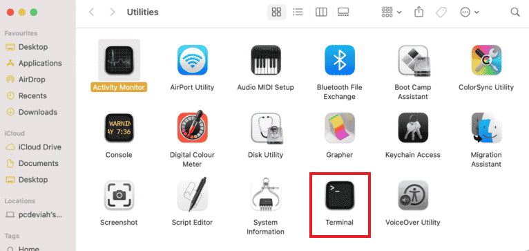 haga clic en Terminal en el menú Utilidades de Mac.  ¿Qué es el archivo GZ y cómo se descomprime?