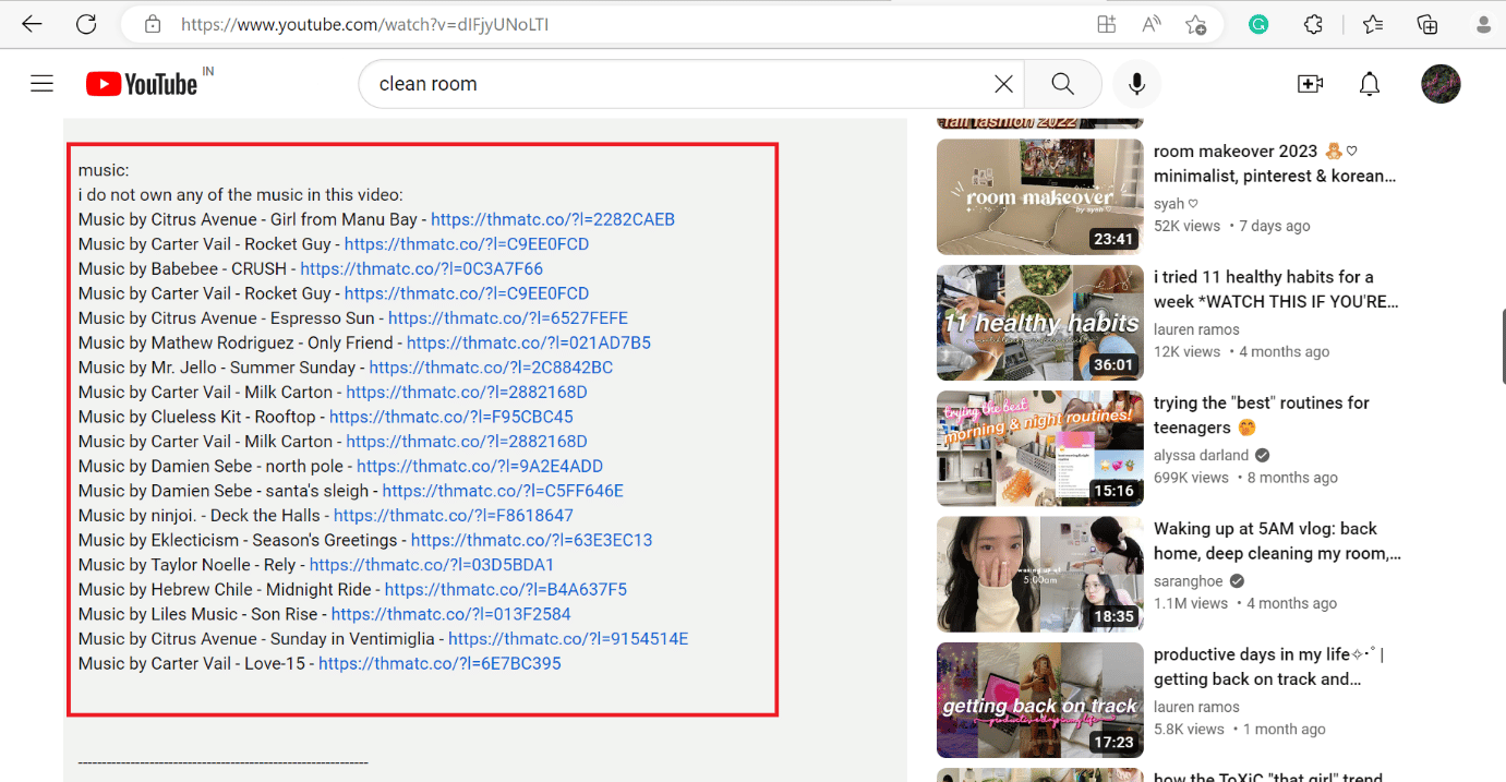 crédito de la música en la descripción de los videos de youtube.  Cómo identificar canciones en videos de YouTube