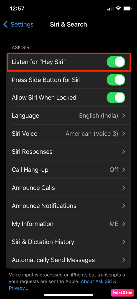 activar escuchar hey siri