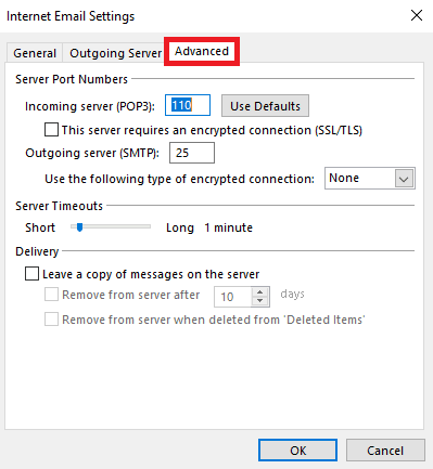 Navegue a la pestaña Avanzado. Arreglar Outlook Autocompletar no funciona correctamente