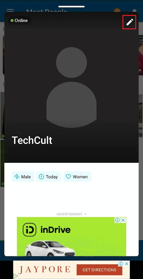 Nuevamente, toque el icono de edición de Lápiz