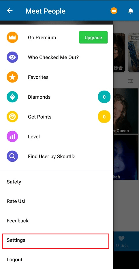 Toca el icono de la hamburguesa - Opción de configuración