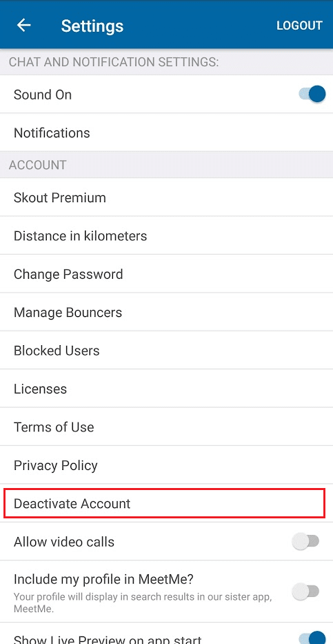 toca Desactivar cuenta