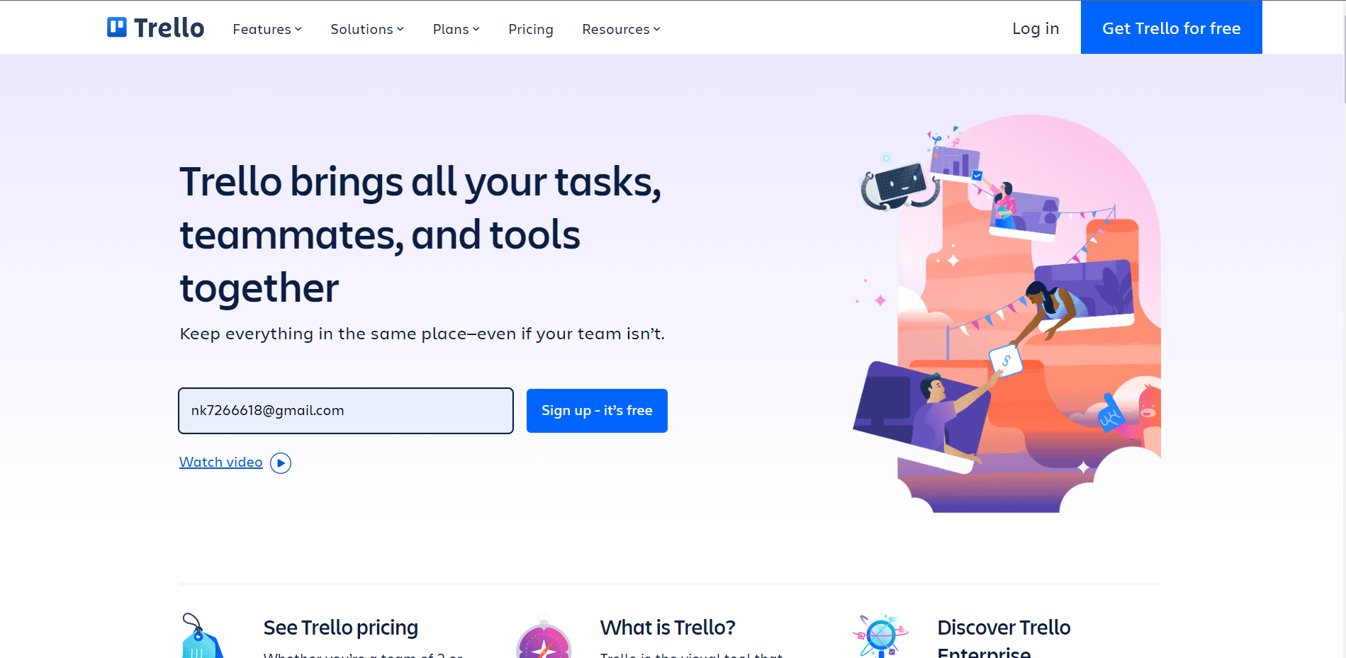 Inicie sesión en su cuenta de Trello ingresando su ID de correo electrónico.