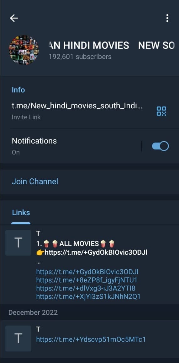 Nuevo canal de Telegram de películas hindi del sur de la India