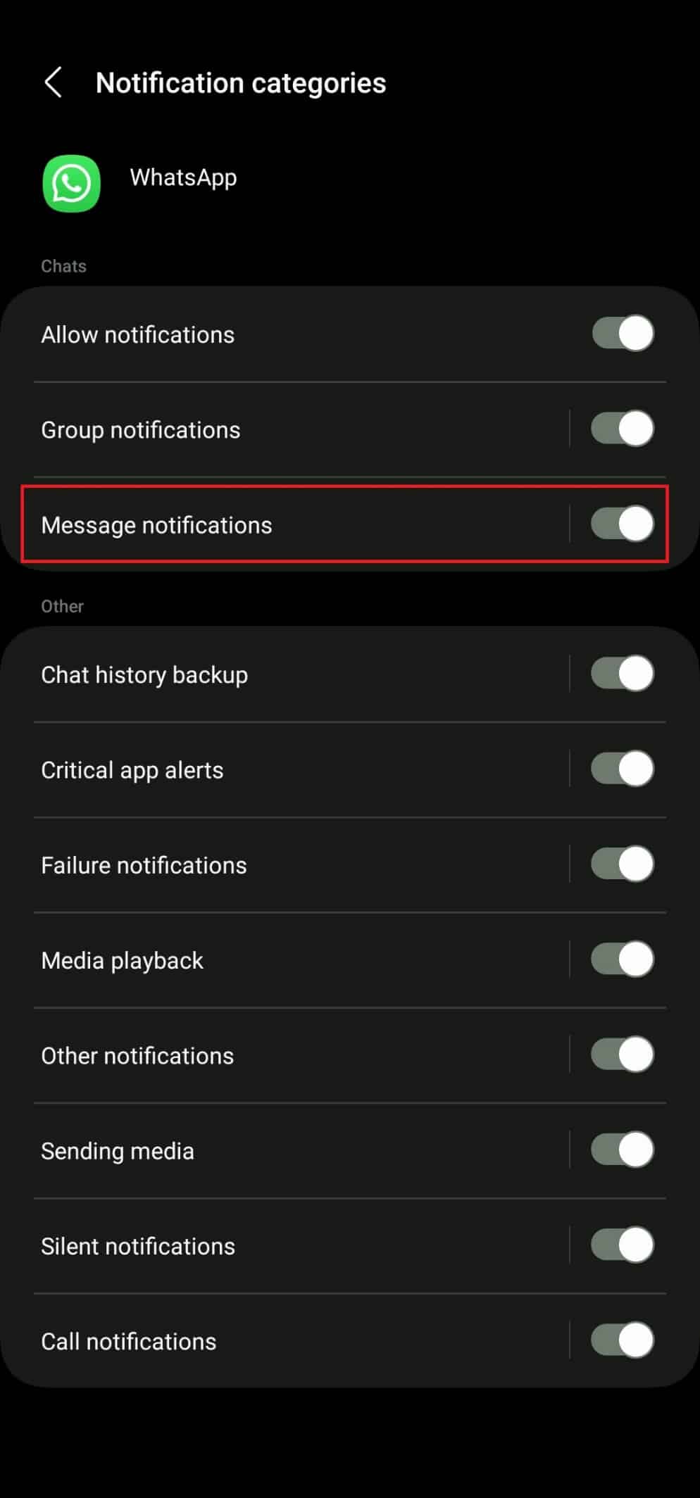 Notificaciones de mensajes