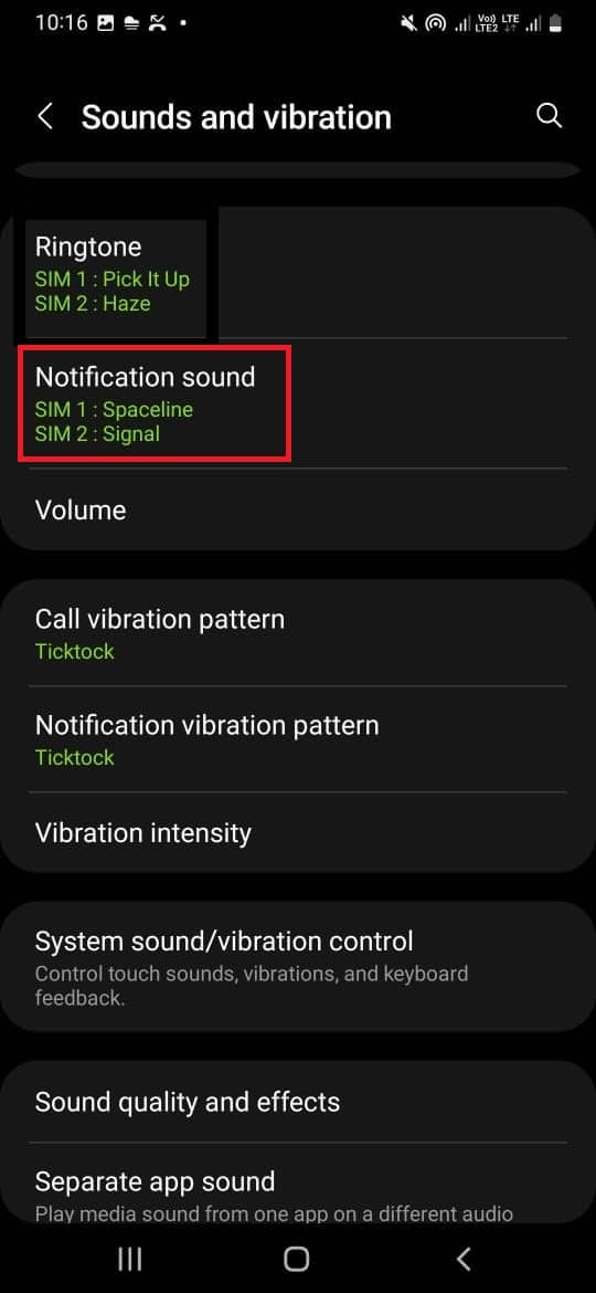 toque el sonido de notificación.  Cómo cambiar los sonidos de notificación para diferentes aplicaciones en Samsung