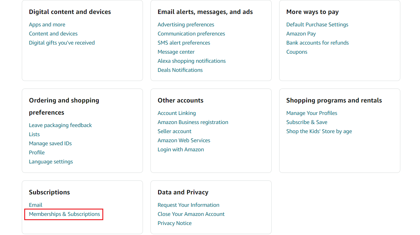 Haga clic en Cuentas y listas - Membresías y suscripciones