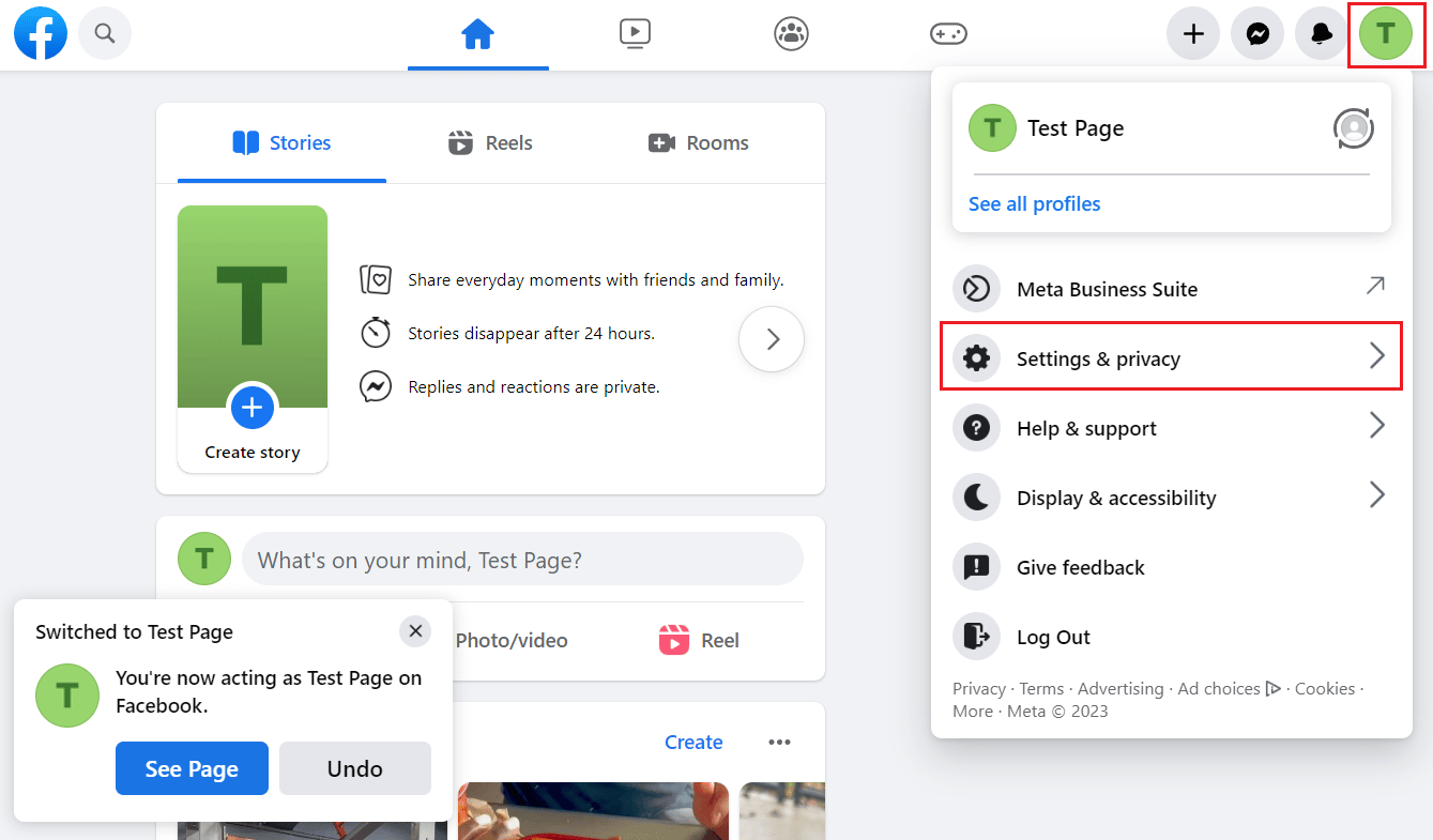 Ícono de perfil de página - Configuración y privacidad