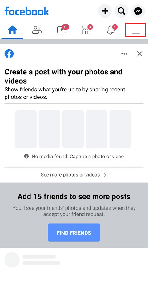 Toque el icono de la hamburguesa en la parte superior derecha de la pantalla Feed |  ¿Cómo puedo ver seguidores ocultos en Facebook?