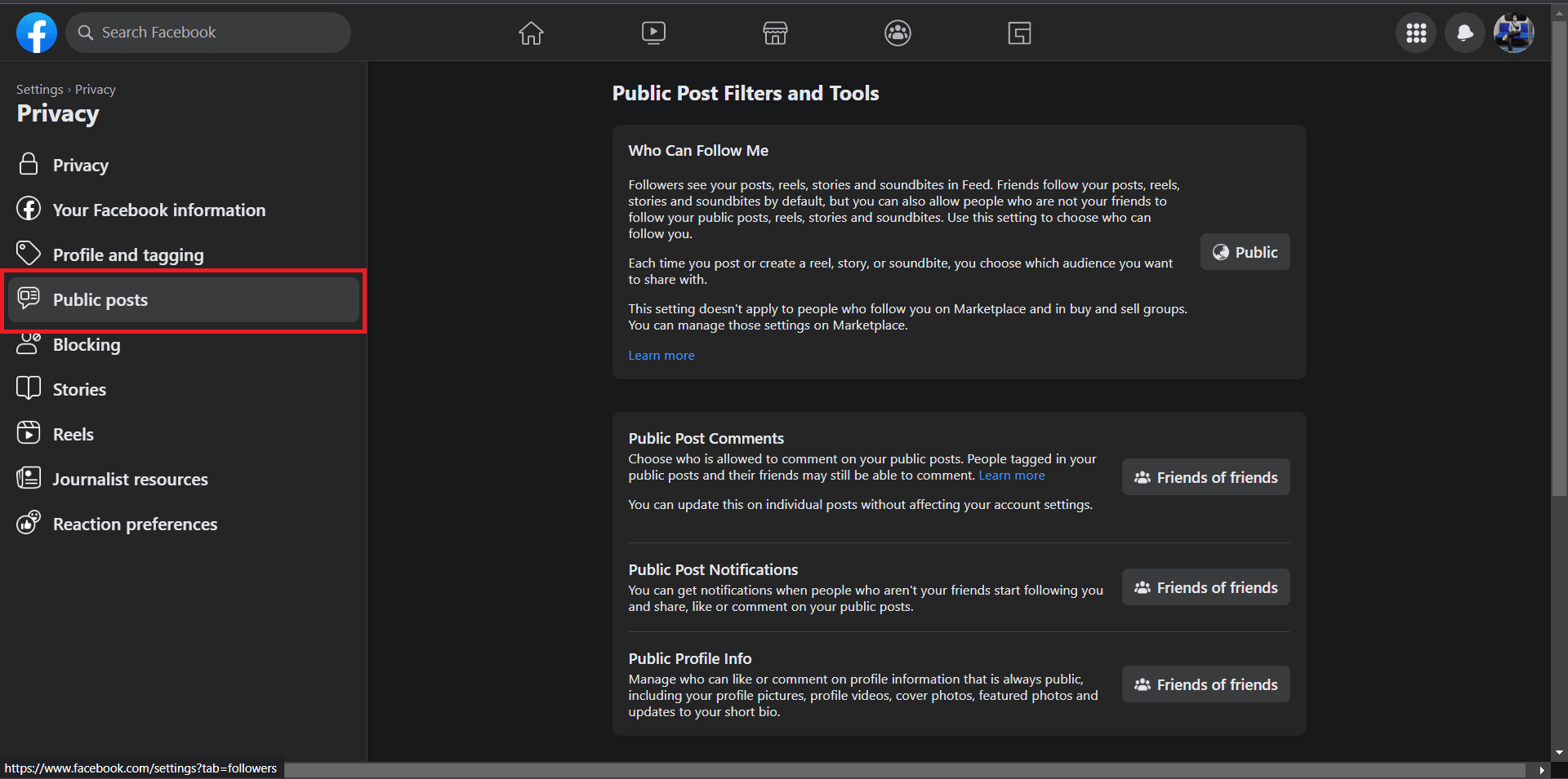 haga clic en Publicaciones públicas
