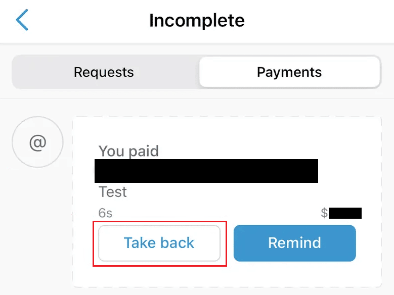 Opción de recuperación en su aplicación Venmo | Venmo pago inverso