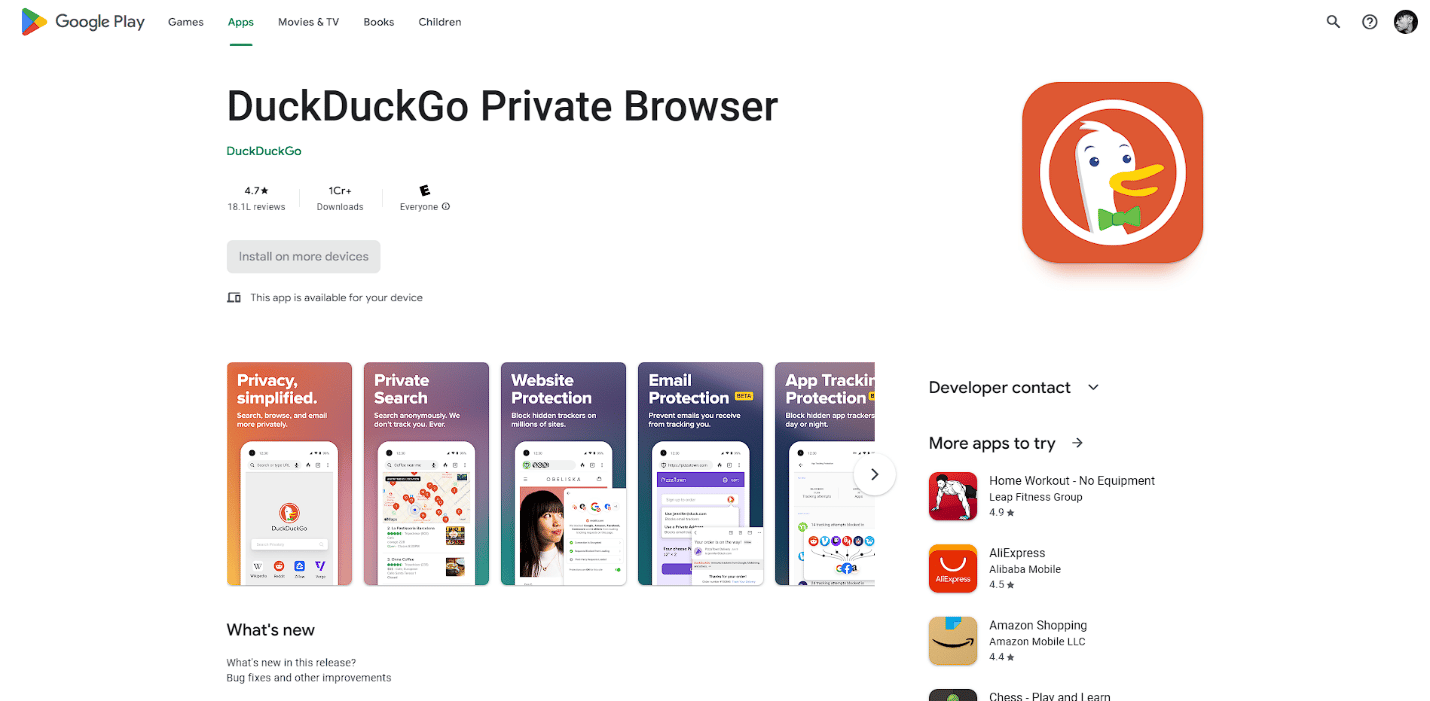 DuckDuckGo navegador Play Store