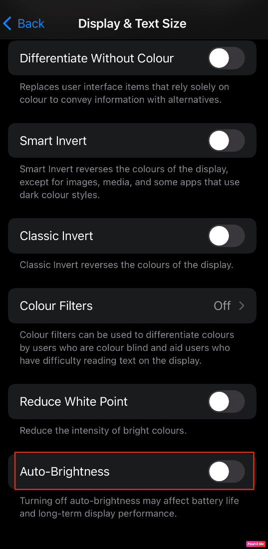 desactivar la opción de brillo automático en el iPhone |  arreglar la pantalla del iPhone que parpadea y no responde