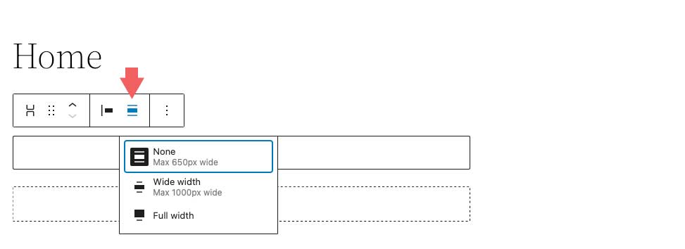 Organizar la configuración de alineación de bloques