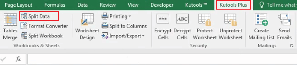 Haga clic en Kutools Plus - Dividir datos