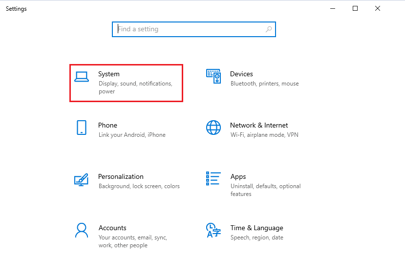 Vaya a Configuración de Windows y haga clic en Sistema. Arreglar la programación de GPU acelerada por hardware que no se muestra