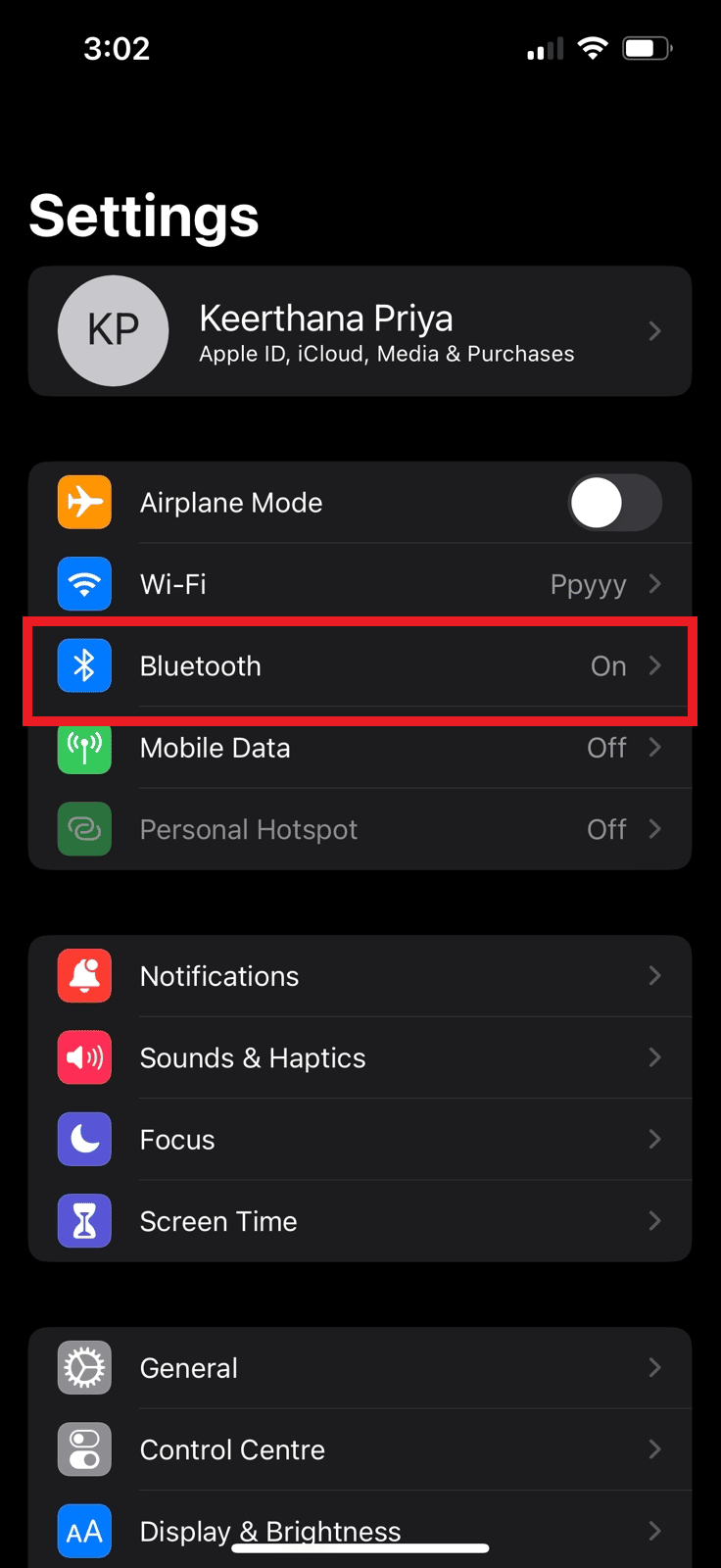 Ir a la opción de Bluetooth |  Volumen de llamadas de iPhone demasiado bajo después de la actualización
