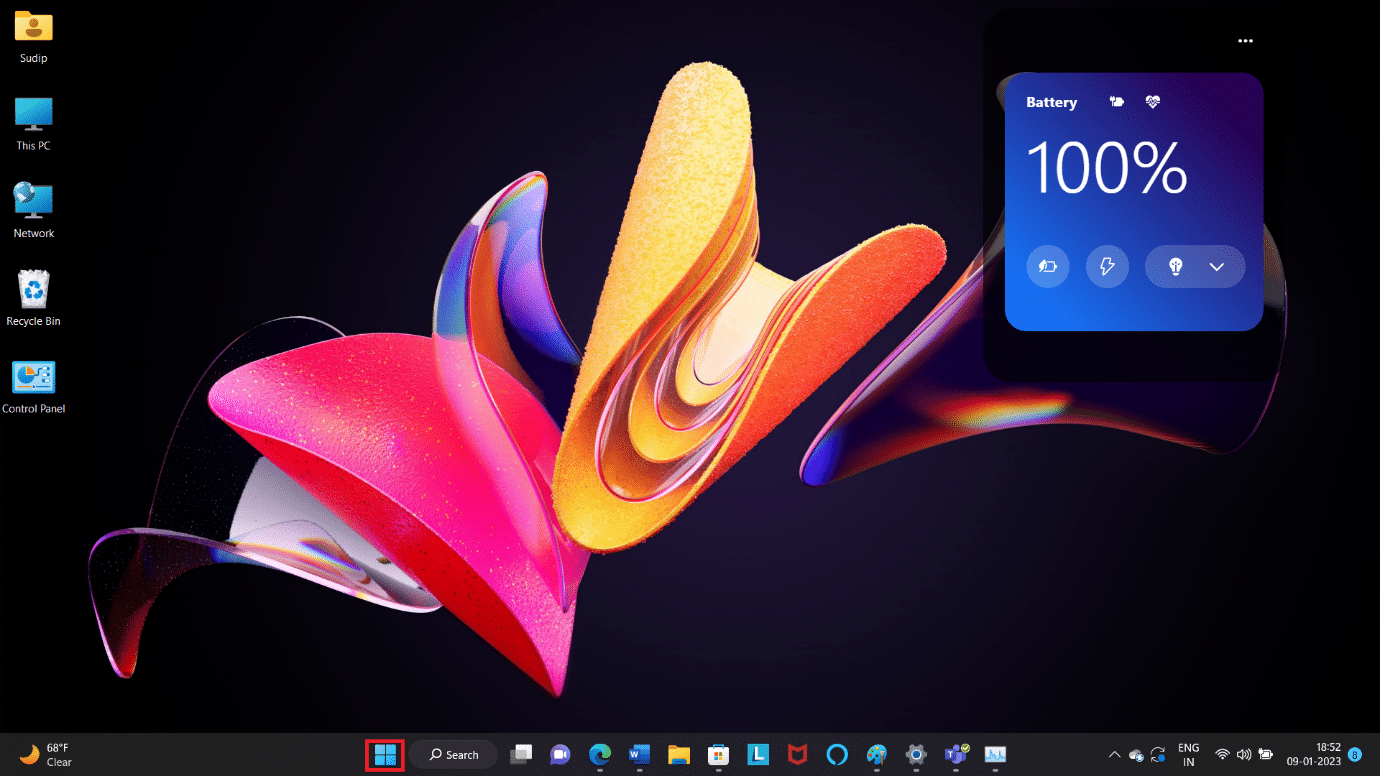 Haga clic en el icono de Windows.  9 formas de arreglar Snip y Sketch que no funcionan en Windows 10 y 11