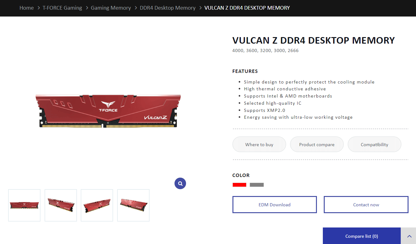 GRUPO DE EQUIPO T-Force Vulcan Z | que velocidad es pc4 32000
