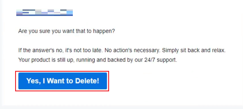 abra el correo recibido de GoDaddy y haga clic en ¡Sí, quiero eliminar! | Cómo eliminar el dominio de GoDaddy