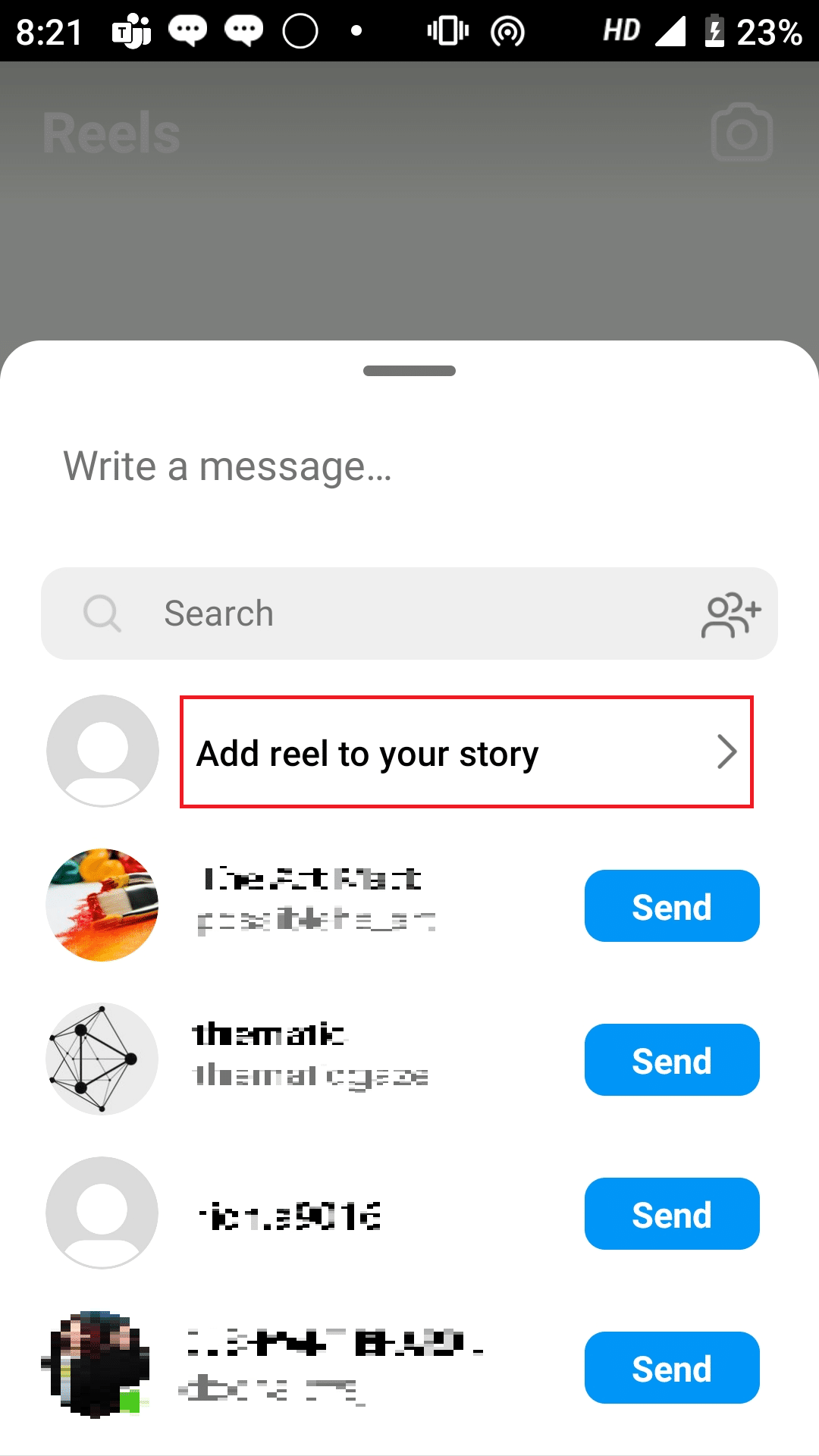 agregar carrete a su historia