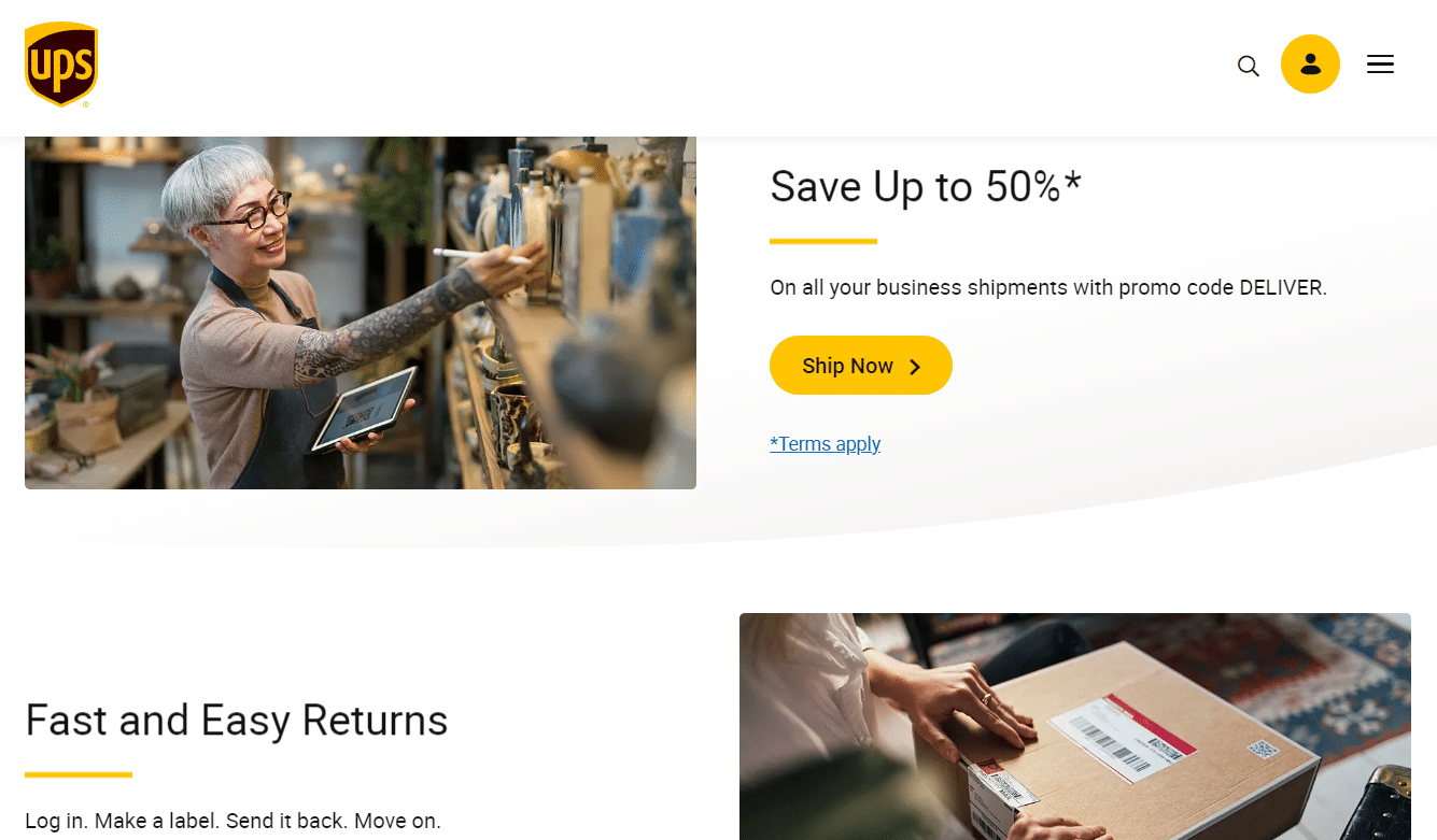 Sitio web de UPS