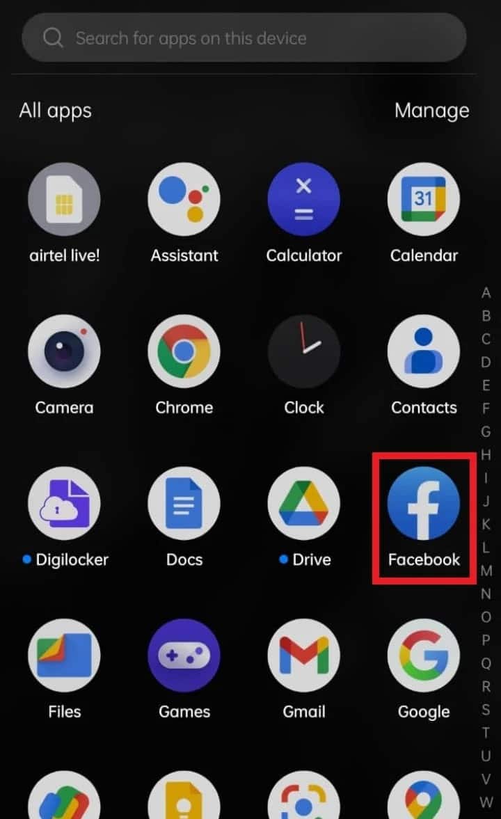 Abra la aplicación de Facebook en su dispositivo