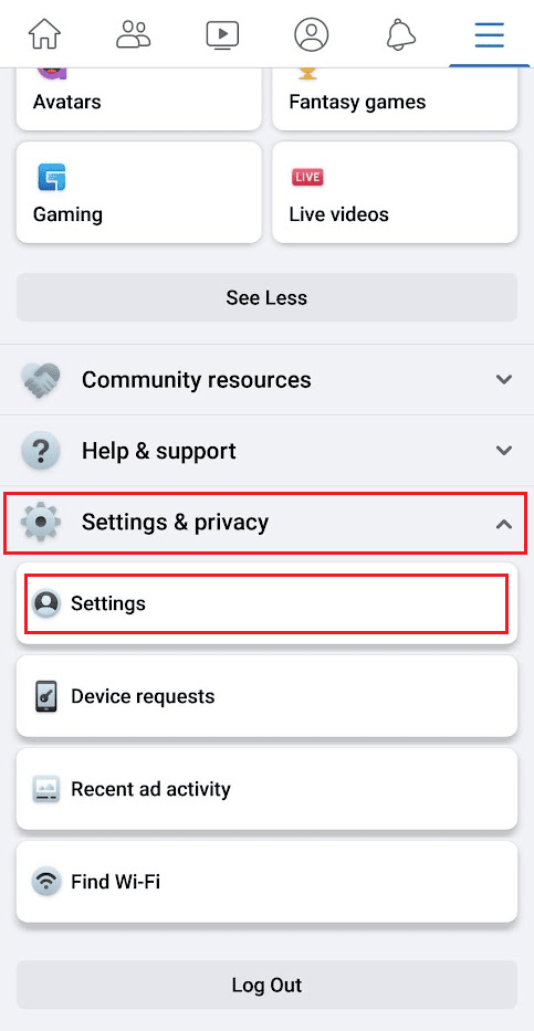 Toque Configuración y privacidad - Configuración