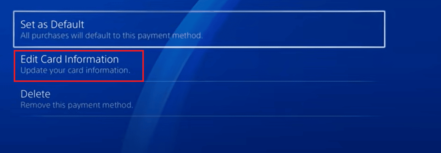 editar información de la tarjeta en ps4. Corrige el código de error WS-43709-3 en PS4